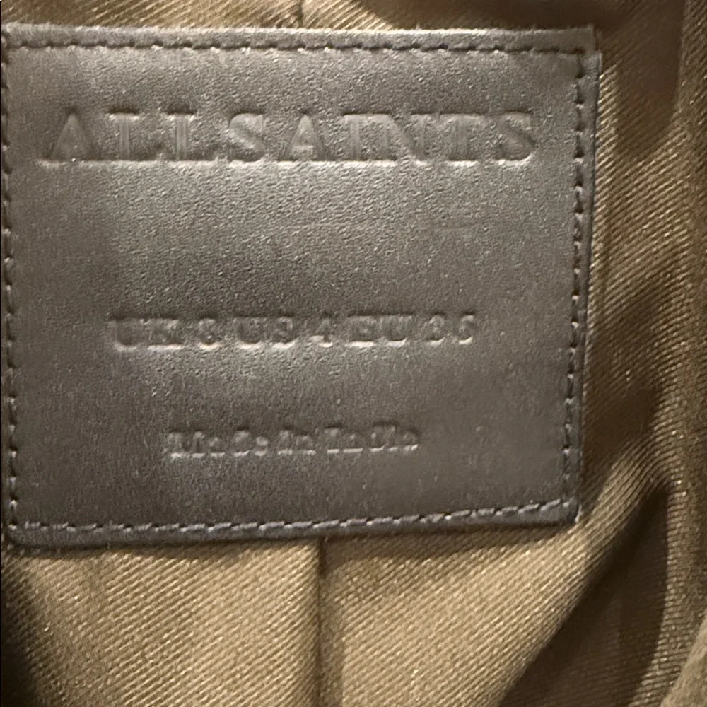 AllSaints Olive Suede Biker Jacket - Picture 2 of 3